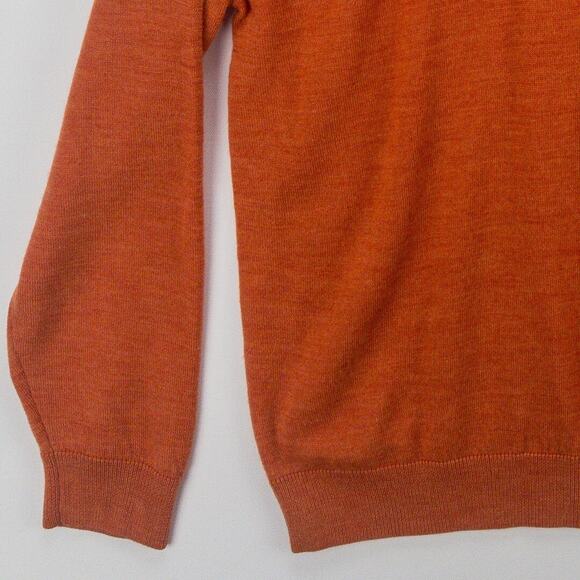 Turnbury Extra Fine Merino Wool V-Neck Sweater Men's Large Long Sleeve Orange - Picture 3 of 9